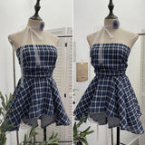Spicy Wind Shoulder-To-Shoulder Tectorge Sling Waist-Le-Legged Skirt Wrapped-Sleeved Top 9231