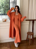 French Languid Knitting Two Sets Of Female Long Over Knee Sweater Slings With Dress Set