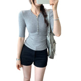 Unique Super-Look Half-Necked Front Shoulder T-Shirt Women's Summer 2025 New High-End Chic Chic Top