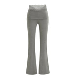 Pure Lust Lace Splicing High-Waisted Casual Trousers Women In Autumn Elastic Hanging Feeling Thin Yoga Long Pants