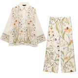 Spring New Long-Sleeved Printed Shirt 1281842 Rolling Edge Design Trousers 1281843