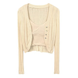 Two Sets Of V-Neck Sling Vest + Knitted Top Dress Girl Short Thin Body
