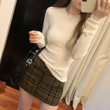 2026 Early Spring Thread Slimming Thin Tsets Bottom Knitted Women's Autumn Round Collar With Long-Sleeved Top