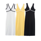 BSK&TRAF Women's Dress 2025 New Retro Style Fashion V-Neckless Dress 5584136