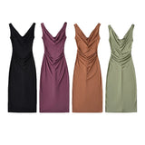 French Collar Dress Retro Niche Design Feeling Folded Waist Pure Desire To Play The Bottom Vest Long Skirt