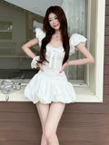 First Love White Dress Women's Summer Summer 2026 New Lace Side Bow Small Fasley Buds Short Skirt