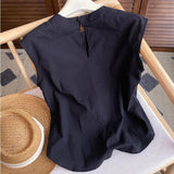French Retro Black Chiffon Shirt Women 2025 New Design Sense Relaxed Leisure Small Flying Sleeve Top Thin Sleeveless