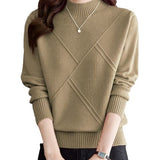 Half-High Collared Sweater Lady Autumn And Winter 2025 New Loose Fashion With Knitted Bottom Shirt Tide