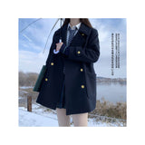 Autumn And Winter New College Style School For Feeling Hair Coat Women Jk Uniform Double Buckle Commuting Coat