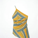 2026 Spring New Women's Fashion Sexy Hottie Asymmetric Striped Dress 2636183