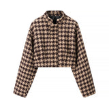 Autumn New Small Fragrant Breeze Bird Lattice Short Jacket Lattice Shorts Set