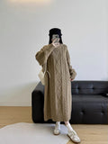 French Languid Round-Neck Knitted Dress Women's Autumn And Winter Loose Design Sense Thin Temperament Long Sweater Skirt