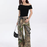2025 New Black Korean Version Of Irregular Slanted Shoulder Short-Sleeved T-Shirt Girls Summer Design Feel Hottie Repair Body