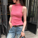 French High-End High-Necked Sleeveless Knitted Sling Vest Women's Summer New Body Repair Inside The Bottom Of The Dress