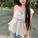 Twisting Design Irregular Sling Vest Women's Summer Babes Folds Short Blouse Chic Shirt