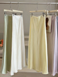 2026 Spring Tall Acetic Acid Luster Faucinated Fishtail Half Skirt Woman High Waist Hanging Feeling A Word The Hips Thin Dress