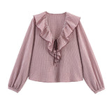 Autumn New Small Plaid Laminated Shirt 5029181