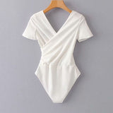 Thai Cross-Necked Women's Top Blouse T-Shirt Summer Body Sex Hot Babie Careful Machine With Short Sleeves T