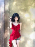 Solid-Colored Flower Sling Vest Female Slimy Thai Southeast Asian Top