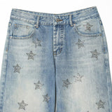 BSK&TRAF Women's Summer 2026 Summer New Low-Rise Wide-Legged Star-Brilled Jeans 4730012