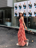 Net Yarn + Inner Double-Layer Temperamental Sling Dress Seaside Resort Wind Red Waist Dress Bag