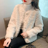 2025 New Lamb Hairy Small Fragrant Coat Women Casual Loose Lace Lace Fashion Coat Women