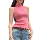 French High-End High-Necked Sleeveless Knitted Sling Vest Women's Summer New Body Repair Inside The Bottom Of The Dress