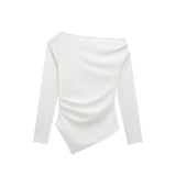Autumn New Asymmetrical Elastic Repair Fashion Blouse 3644328