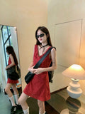 French Red V-Neck Sleeveless Vest Dress Women's Summer 2026 New High-End Small A-Word Dress