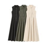 Spring New Dress Round Neckless Waistt Commuting Temperament 2902586