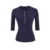 Basic Henry Single Buckle T-Shirt Girl In Early Autumn Casual Skinny Hottie Bottom Top