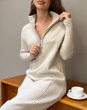 Autumn And Winter New High-End Half-Zip Knitted Dress Women Loose Thin Long Temperament Sweater Dress