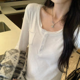 White Bottoming Women With High-End Feeling Can Wear Long-Sleeved T-Shirt Autumn And Winter 2025 New Unique Beautiful Top