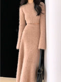 Winter New Imitation Water Marinade Gentle Soft Soft Long Sweater Women's Long Skirt Two Sets Thicken