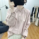 2025 Spring Lotus Leaf Collar Long-Sleeved Shirt Women's Fashion Age-Old Blouse Spring And Summer New Loose Bottoming Women
