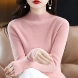 2025 New Knitted Women's Sweater Half-High Collar Bottom Shirt With Autumn And Winter Short Slim Slim Thin Sweater