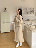 Qaqi Waistcoat Long Dress Fashion Set Spring And Autumn Women 2026 New Korean Version Of Thin Super-Looking Jacket Two Sets