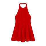 BSK&TRAF Women's Clothing 2025 Summer New Pure Wind Wave Hanging Neck Short Dress 2858777