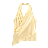 BSK&TRAF Women's Clothing 2026 Summer New Fashion Babes Silk Stisei Hanging Neck Collar Top 2331051