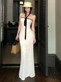 Hottie Style White Hanging Neck Bra Dress Women Summer Slime Sleeveless Dress Body Body-Bossed Dress