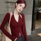 Sexy Babes Hanging Neck Slings Two Long-Sleeved T-Shirts For Autumn Temperament