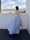 Design Sense Of Summer Waves Blue Atmosphere Feel The Holiday Wind And Back To The Waist Of The Thin Skirt Hanging Beach Skirt
