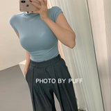 Sleeveless Half-High Territorial Sea Snail Vest Women Tightness High Elastic Body Thin Body Breathable Small High Collar Korean Version
