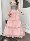 Heavy Industry Design Hook Flower Hollow High Waist Half-Dress Girl Spring And Summer New Sweet Lace Long Skirt