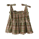 Sweet Wooden Ear Bow Tie Tat Tat Tidge Tice Sling Vest Blouse Women Sleeveless Strap Strap