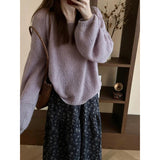 Early Spring 2026 High-End Purple Knitted Sweater Women Wearing Korean Temperament Thin Half Skirt Two Sets
