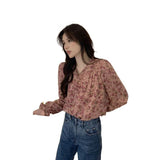 Broken Flower Shirt Female Niche Summer New Chic Temperament Long-Sleeved Blouse Spring And Autumn French Beautiful Small Blouse