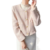 Pink Small Fragrant Coat 2025 French High-End Sense Of The New Temperament Long-Sleeved Short Round Collar Top