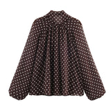 2025 Winter New Women's Fashion Casual Loose Long Sleeve Wave Print Shirt 2075103