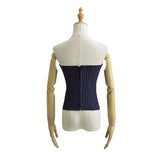 Summer Sexy Babes Fish Bone Brake Stripe Girded Waisted Top Cloth Plus Chest Pad